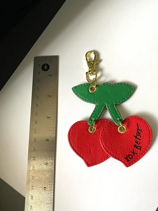 Betsey Johnson XOX Cherry Heart Purse Charm Fob Keychain - Picture 5 of 5
